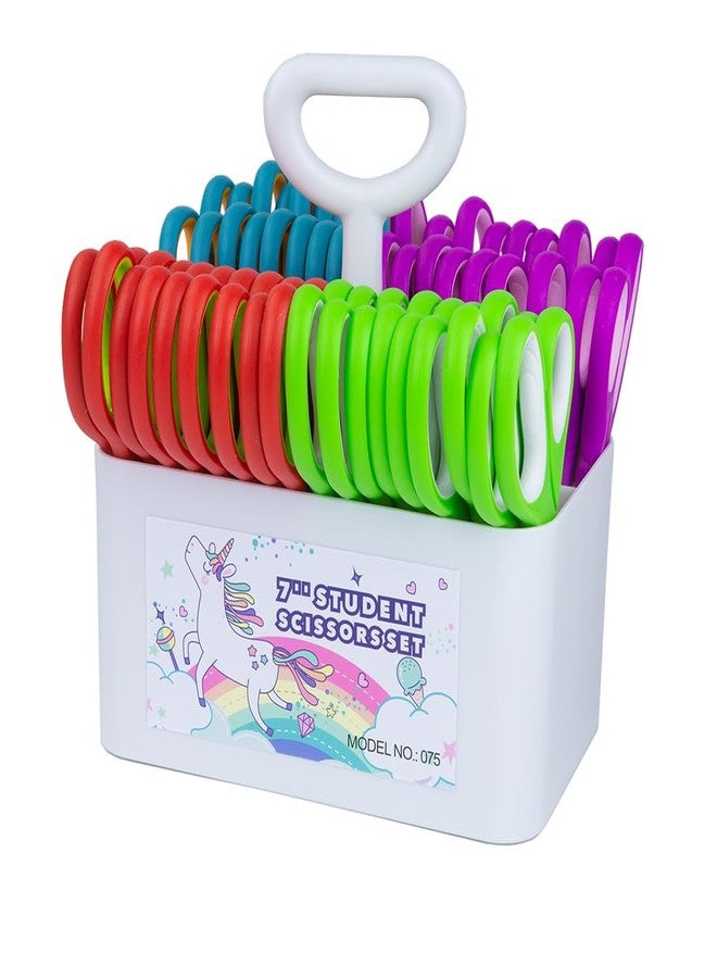 Galadim 7" Student Scissors Set of 36-pack with Class-pack Caddy Organizer by Galadim, Rounded-tip, Kids Scissors Ages 8-10 8-12 8-16 for School Classroom Crafting Project, DIY, Arts GD-075-R36 - Image 1